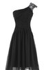 Paillettenbesetztes Ärmelloses A-Linie gerüschtes ein Schulterfreies kurzes Jugendweihekleid - 1