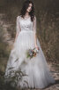 Robe de mariée a-ligne avec nœud voyant en satin vintage - 1