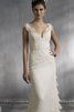 Robe de mariée naturel plissé de traîne courte avec manche épeules enveloppants de sirène - 2