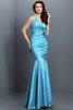 Vestido de Dama de Honor en Tafetán de Flores de Escote en V de Largo - 3