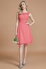 Robe demoiselle d'honneur de col bateau de princesse avec zip a-ligne manche nulle - 33