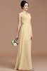 Robe demoiselle d'honneur naturel en chiffon avec zip de princesse au niveau de cou - 11