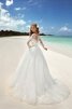 Vestido de Novia en Encaje de Hasta el suelo de Mangas Illusion de Barco de Playa - 3