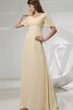 Abito da Sera A Terra senza strap con Increspato in Chiffon con Perline - 1