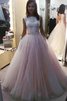 Robe de bal a-ligne en tulle joli avec sans manches naturel - 2