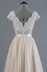 Romántico Vestido de Novia en Tul de Apliques de Manga corta - 4