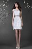 Abito da Sposa A Terra con Applique Corto Coda A Strascico Cappella in Pizzo Cappellino - 3