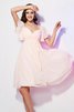 Robe demoiselle d'honneur bref en chiffon avec manche courte collant de lotus - 1