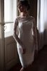 Abito da Sposa Semplice con Maniche Lunghe Cuore in pizzo classico Cerniera - 4