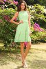 Robe demoiselle d'honneur courte naturel encolure ronde avec zip a-ligne - 26