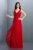 Robe demoiselle d'honneur longue plissage ligne a avec chiffon grandes bretelles - 1