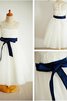 A Linie Prinzessin Knöchellanges Blumenmädchenkleid ohne Ärmeln mit Bordüre - 5