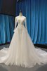 Robe de mariée avec manche longue encolure ronde élégant textile en tulle luxueux - 1