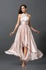 Robe demoiselle d'honneur bref satin comme soie asymétrique de fourreau haut bas - 3