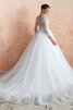 Abito da sposa in tulle in pizzo a-line in raso lungo splendido - 4