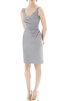 Robe demoiselle d'honneur plissage en satin maillot ruché de col en v - 1