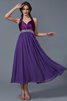 Ärmelloses Reißverschluss Prinzessin A Linie Knöchellanges Brautjungfernkleid - 1