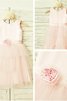 Natürliche Taile A-Line Prinzessin Tüll Blumenmädchenkleid mit Blume - 5
