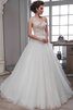 Robe de mariée naturel encolure ronde de mode de bal appliques longueur au ras du sol - 1