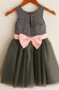 Prinzessin A Linie Schaufel-Ausschnitt Reißverschluss Blumenmädchenkleid mit Blume - 3