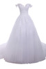Robe de mariée officiel serieuse de traîne mi-longue col en forme de cœur avec cristal - 1