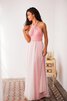 Chiffon hoher Kragen a linie plissiertes schlichtes extravagantes Brautjungfernkleid - 5