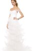 Abito da Sposa Spazzola Treno in Organza Naturale A-Line con Increspature Cappellino - 3