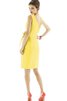 Robe demoiselle d'honneur chic courte manche nulle v encolure ceinture - 2