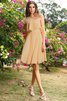 Robe demoiselle d'honneur naturel bref avec chiffon ligne a d'épaule asymétrique - 12