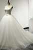 Abito da Sposa Senza Maniche in pizzo radiosa Coda A Strascico Cappella in Tulle Naturale - 4