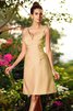 Robe demoiselle d'honneur plissage courte naturel avec fronce de col en v - 12