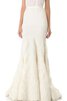 Robe de mariée long col en forme de cœur ceinture avec perle manche nulle - 2