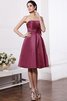 A Linie Elastischer Gewebter Satin Normale Taille Knielanges Kurzes Brautjungfernkleid - 4