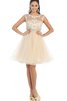 Ewiges A Linie Spitze Juwel Ausschnitt schickes Abschlusskleid mit Applikation - 1