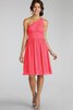 Ein Schulter trägerloser Ausschnitt Chiffon A-Line mini Brautjungfernkleid - 7