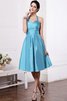 Robe demoiselle d'honneur courte au drapée avec sans manches de princesse dénudé - 4