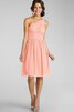 Ein Schulter trägerloser Ausschnitt Chiffon A-Line mini Brautjungfernkleid - 11