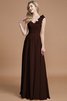 Robe demoiselle d'honneur naturel jusqu'au sol avec chiffon manche nulle a-ligne - 12
