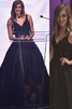 Reißverschluss Perlenbesetztes Bodenlanges Sittsames Ballkleid aus Satin - 1