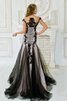 Robe de bal avec manche courte de traîne courte de sirène textile en tulle cordon - 2