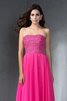 A-Line Sweep Train Perlenbesetztes Chiffon Herz-Ausschnitt Abendkleid - 7