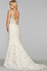 Robe de mariée naturel de sirène avec perle de traîne moyenne manche nulle - 4