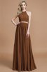 Robe demoiselle d'honneur manche nulle avec zip ruché jusqu'au sol en chiffon - 9