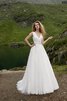 Vestido de Novia en Encaje de Sin mangas de Apliques de Plisado de Hasta el suelo - 1
