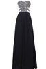 Plissiertes Perlenbesetztes Ärmelloses Chiffon normale Taille bodenlanges Abschlusskleid - 1