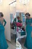 Moderno Vestido de Noche de Corte Sirena en Encaje de Escote con Hombros caídos - 2