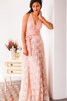 Vestido de Dama de Honor de Corte-A de Fajas de Encaje Adorno de Hasta el suelo - 1