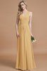 Prinzessin Normale Taille Bodenlanges Brautjungfernkleid aus Chiffon mit V-Ausschnitt - 17