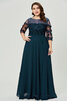 3 /4 Länge Ärmeln Wunderbar Sittsames Bodenlanges Luxus Abendkleid - 5