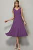 Natürliche Taile Chiffon Prinzessin Mini Brautjungfernkleid mit V-Ausschnitt - 7